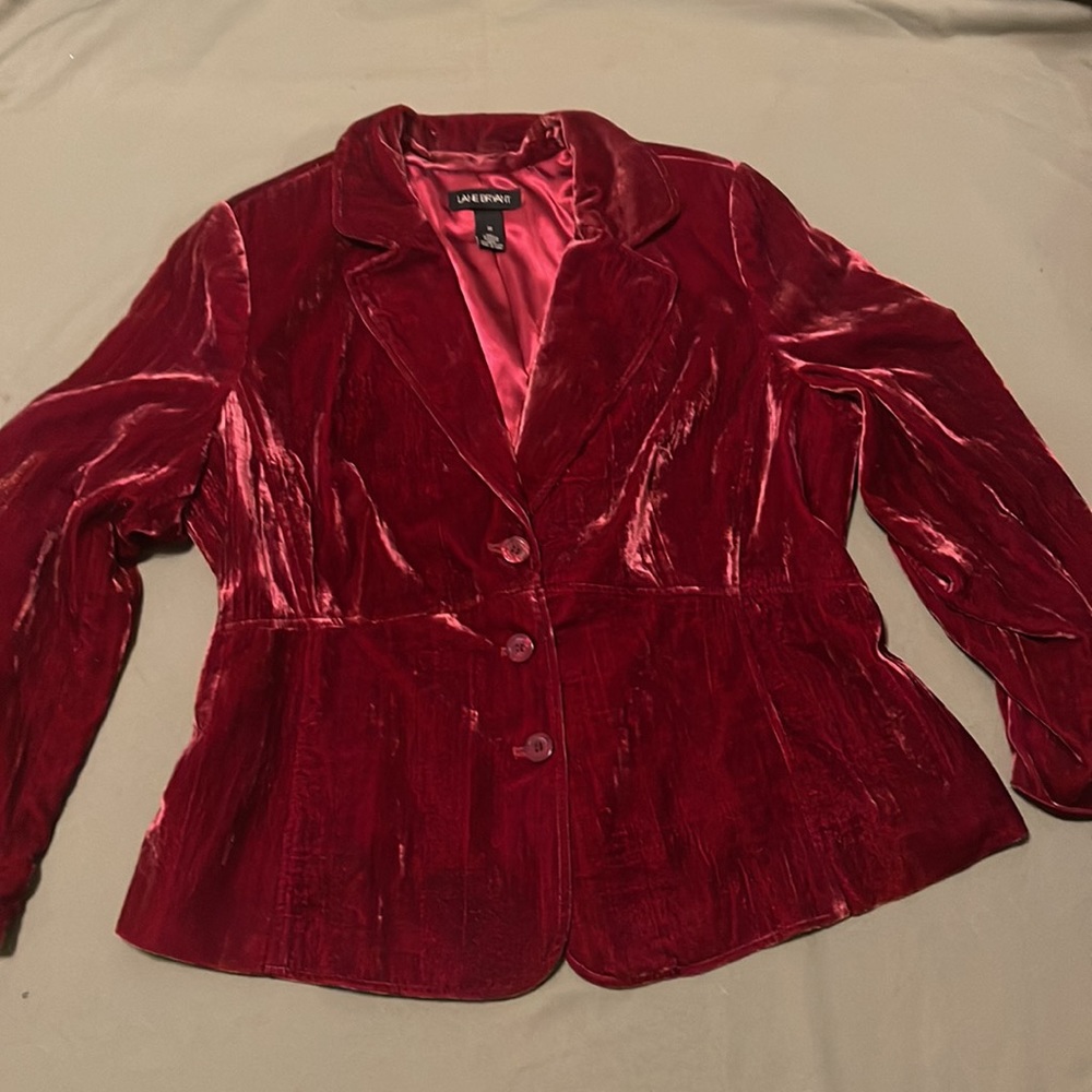 LANE BRYANT Berry Red Velvet Women’s Blazer Jacket